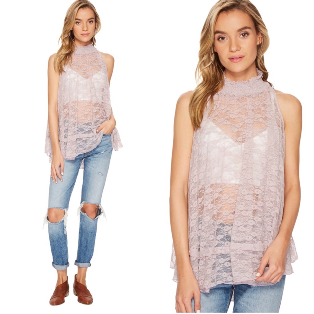 Free People New Floral Lace Tunic Top NWT - Picture 3 of 4